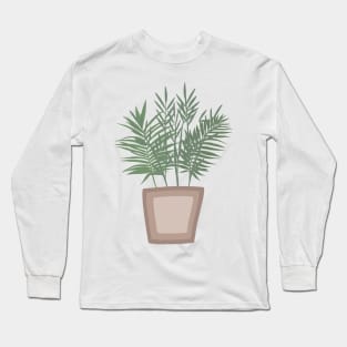 Green Leaves Vase Abstract Shapes Earth Toned  Boho Design Long Sleeve T-Shirt